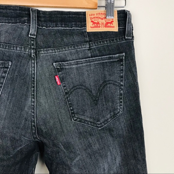 Levis 711 Raw Hem Seamed Skinny Jeans Black Bleach - Picture 13 of 16